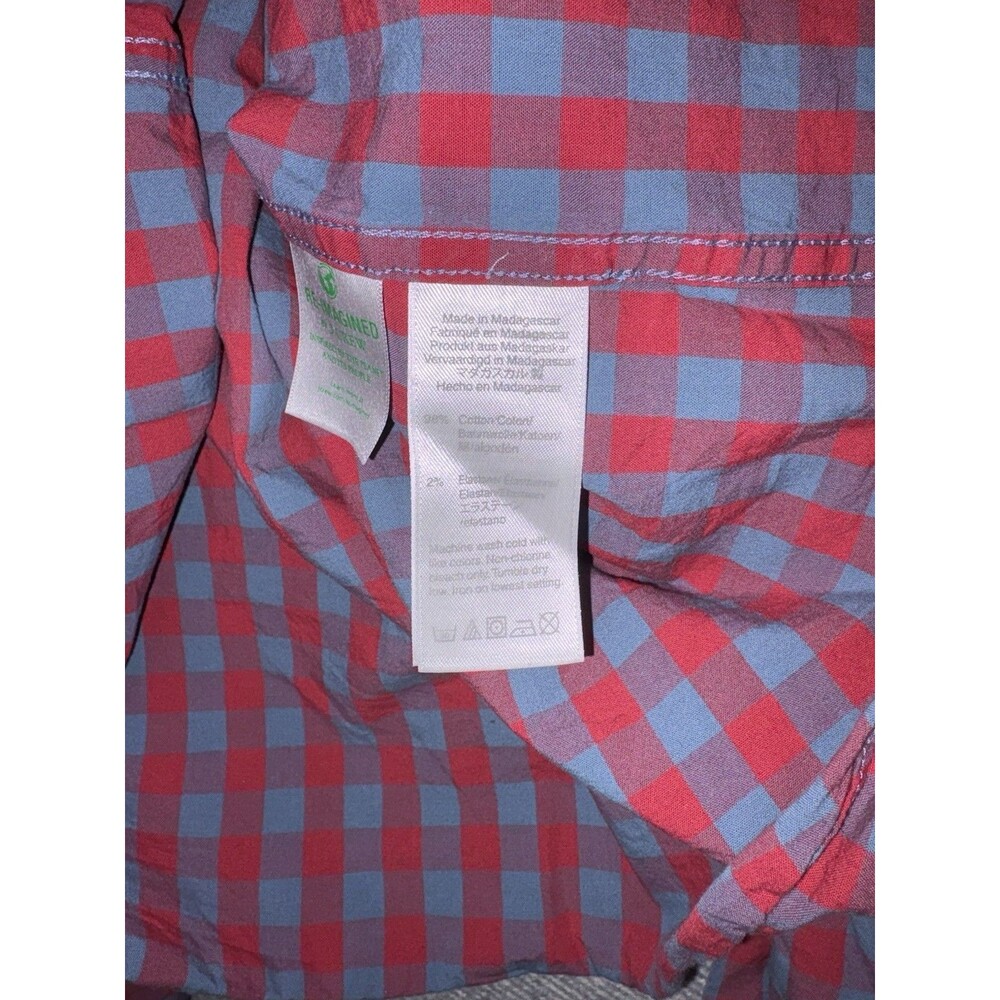 J.Crew "Flex Washed" Slim Untucked Gingham Shirt - Mens Size S - Red And Blue - Picture 7 of 8